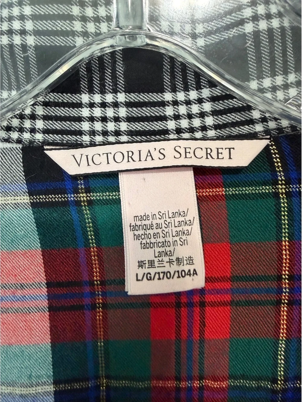 Victoria’s Secret Long Sleeve Button Up Plaid Flannel Sleep Romper Size L